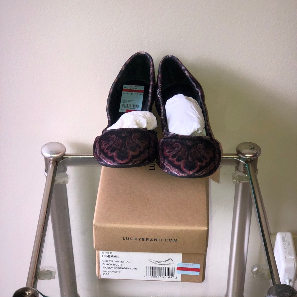 Lucky Brand Emmie Flats Black Multi Paisley 8M